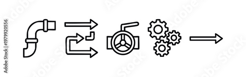 Plumbing, Flow, and Mechanics Icons