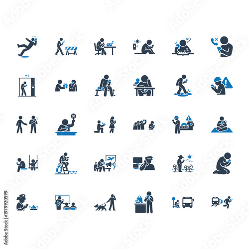 Mobile Phone Addiction Hazards Icons