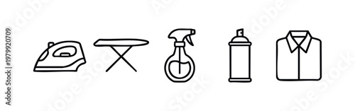 Laundry Icons Set: Ironing, Washing, Clothing Care