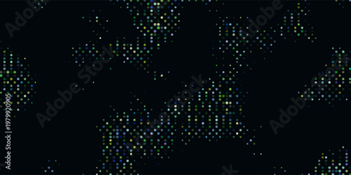 Abstract dark digital background with pixel pattern of figures of different colors and shapes for finance, technology and business. Free space for your text. Vector illustration.
