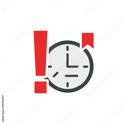 Expressive Alarm Icon with Time Symbol for Urgency and Attention in Digital Design