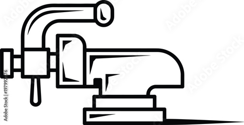 Heavy duty steel bench vise tool used for gripping metal and wood components in workshops