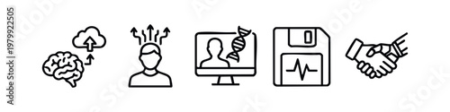 Future Technology and Mind Data Outline Icon Set Collection