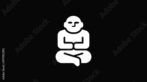 Minimalist White Icon of Meditating Figure