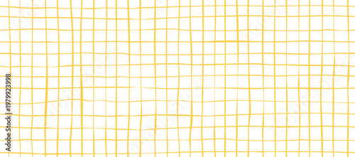 Seamless yellow checkered pattern with a checkered notebook paper texture. Vector doodle. Hand-drawn background in Y2K style