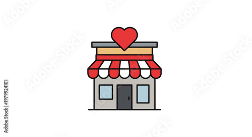 Small shop with heart shaped sign.