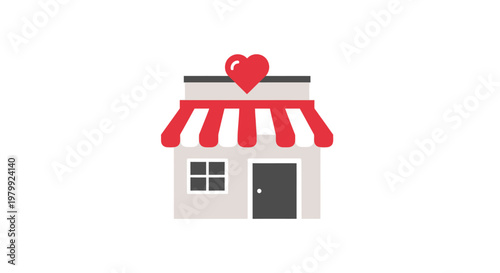Small shop with heart symbol.