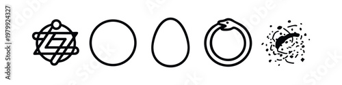 Vector icons: Abstract shapes, circle, oval, ouroboros, splash.