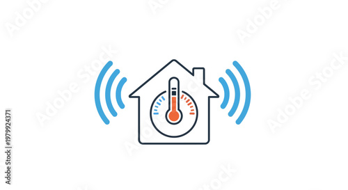 Smart Home Temperature Control System Icon.