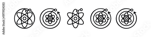 Vector icons: Atomic structure with orbiting electrons.