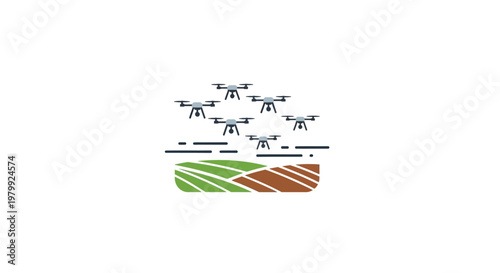 Drones Flying Over Agricultural Fields Aerial.