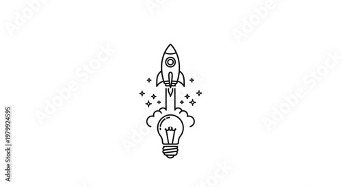 Rocket Ship Launching from Light Bulb.