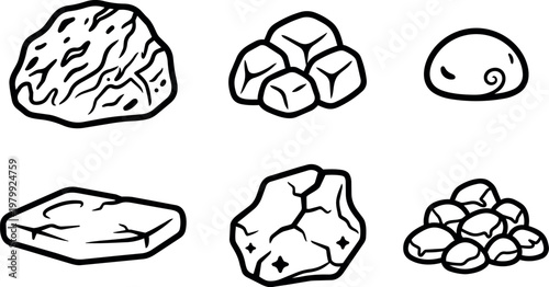 Different textured rock and stone collection