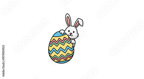 Easter bunny hiding in egg.