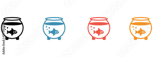 Colorful Fish Bowls with Fish Vibrant Aquarium Marine Life Home Decor Pet Illustration Vector Set Isolated Background
