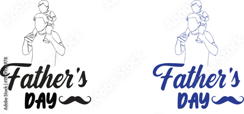 Father's day sketch designs two variations with text and mustache