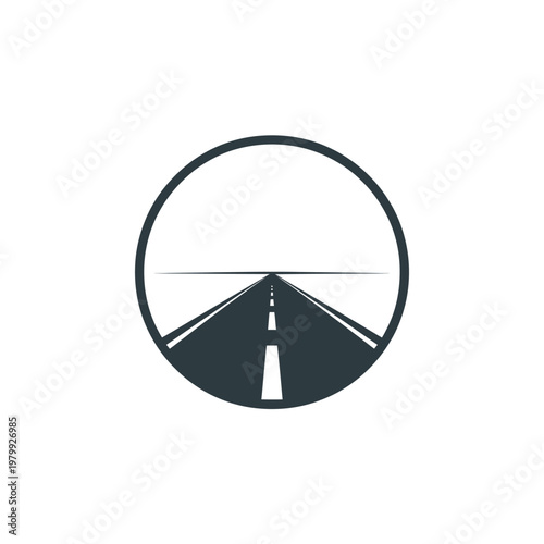 road ahead icon with circle frame