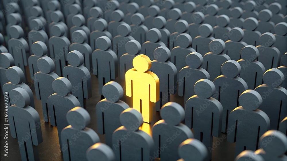 Fototapeta premium Group of people standing in a circle and row teamwork leadership concept illustration