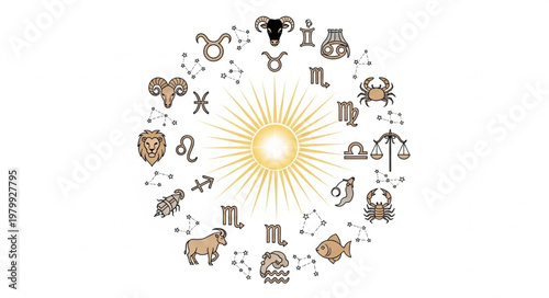 Zodiac signs sun circle.