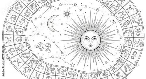 Zodiac Sun Symbol Astrology Chart.