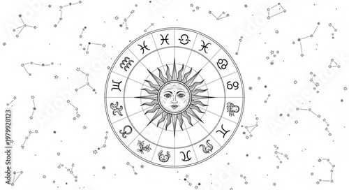Zodiac Sun Symbol Astrology Chart.