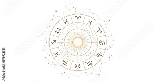 Zodiac Wheel Astrology Chart Symbol.