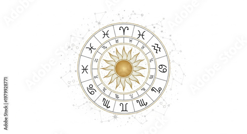 Zodiac Wheel Astrology Circle Chart.