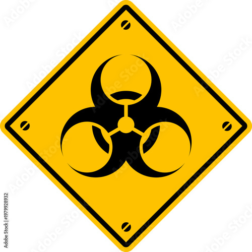 radioactive icon symbol radiation material and biohazard yellow warning danger sign plaque template design