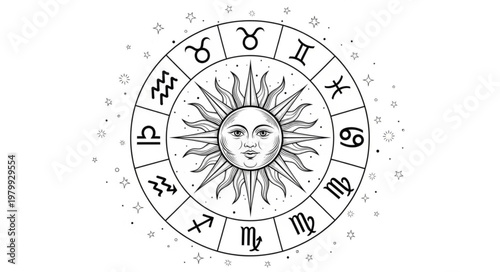 Zodiac Wheel Astrology Symbol.