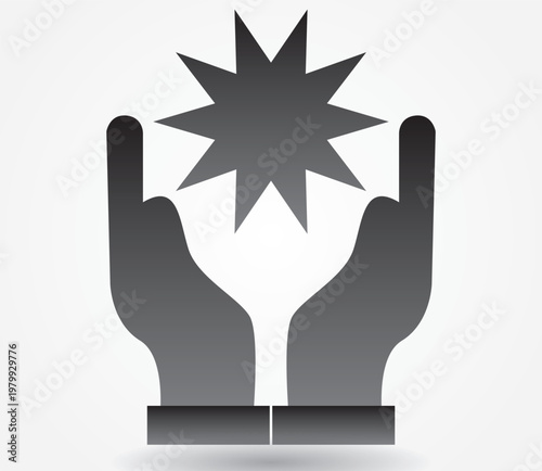 Hand Holding Sunlight Icon Concept Illustration