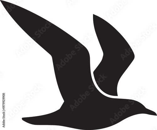 Seagull Flying Silhouette Minimalist Vector Illustration