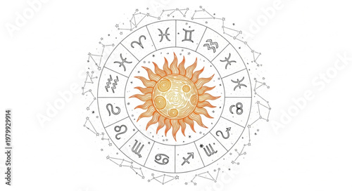 Zodiac Wheel Astrology Symbol.