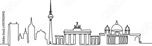 Photos Continuous line drawing of Berlin’s skyline, Germany