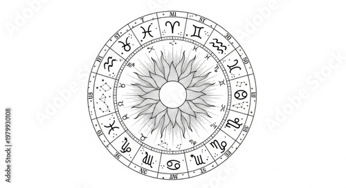Zodiac Wheel Astrology Symbol.