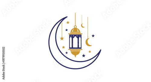Ramadan lantern with crescent moon.