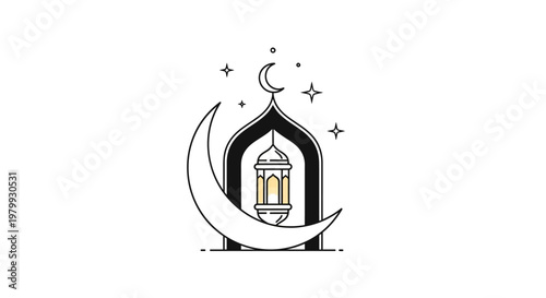 Ramadan lantern with crescent moon.
