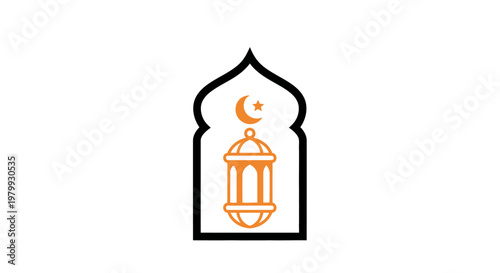 Ramadan lantern with crescent moon symbol.
