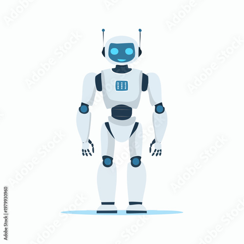 Friendly Humanoid Robot Character A Symbol of Advanced Artificial Intelligence and Futuristic Automation Technology