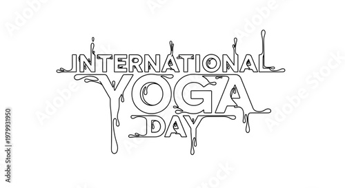 International Yoga Day, yoga logo, meditation symbol, vector illustration, line art