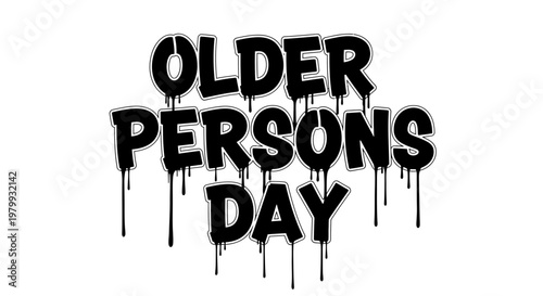 Older Persons Day, dripping text, awareness symbol, vector graphic