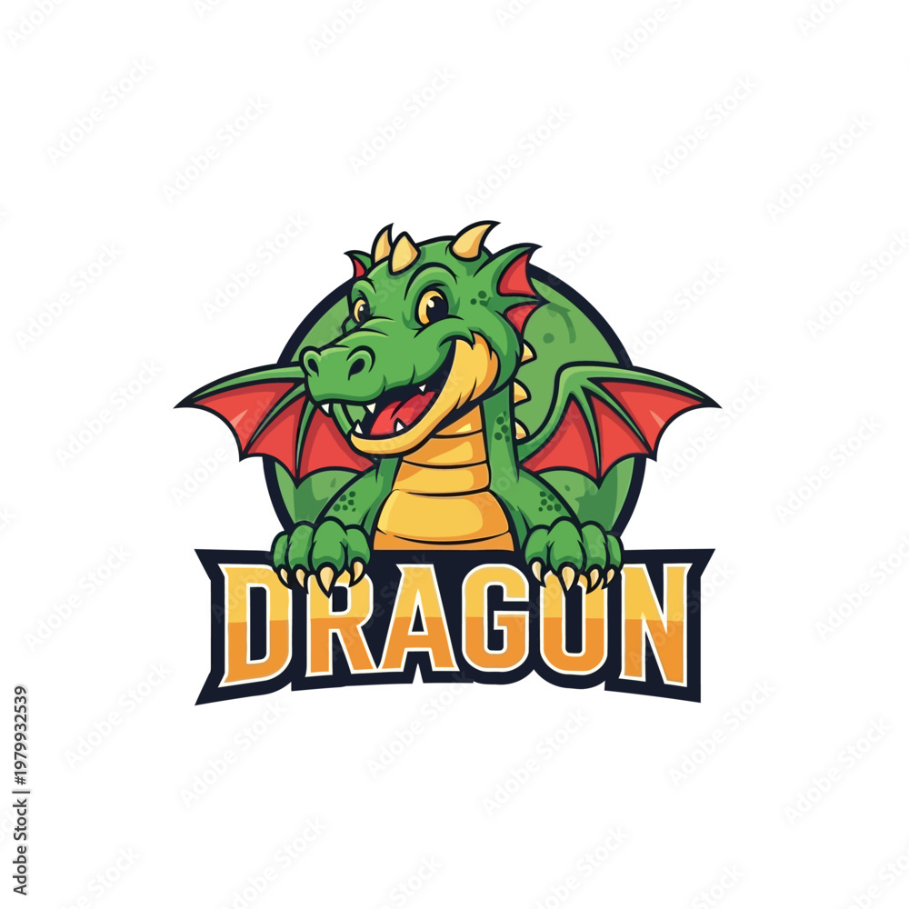 Fototapeta premium Green Dragon Mascot Logo Design with Bold Typography.
