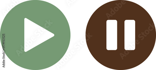 Play and pause media buttons representing control interfaces for audio or video playback navigation systems