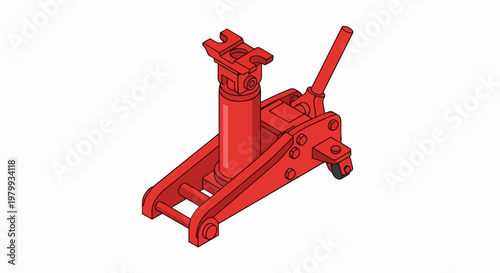 Wallpaper Mural Isometric Red Hydraulic Floor Jack Illustration Isolated on White Background - Professional Automotive Car Repair Tool Torontodigital.ca