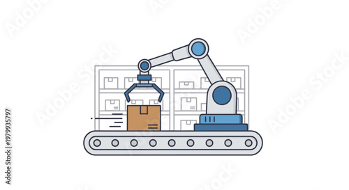 Industrial robotic arm machine assembly.