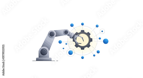 Industrial robotic arm with gear.