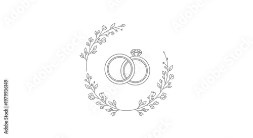 Interlocking wedding rings with diamond.