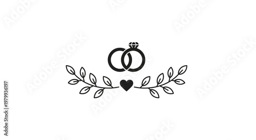 Interlocking Wedding Rings with Heart.