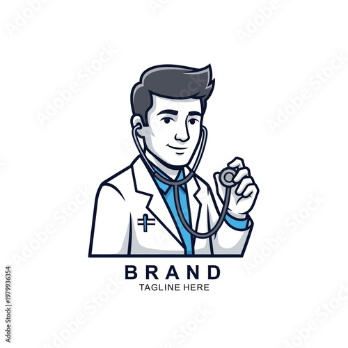 Professional male doctor with stethoscope ready for medical examination.