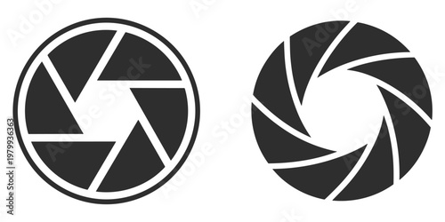 Camera Aperture Diaphragm Icons One with Six Blades and One with Eight Blades untitled vector