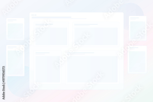 Pastel analytics dashboard interface background with central admin panel widgets cards modern SaaS UI template vector layout